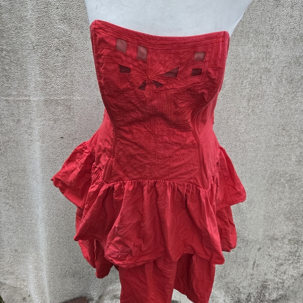MOONGLOW Chic Strapless Red Ruffle Dress - Picture 12 of 15